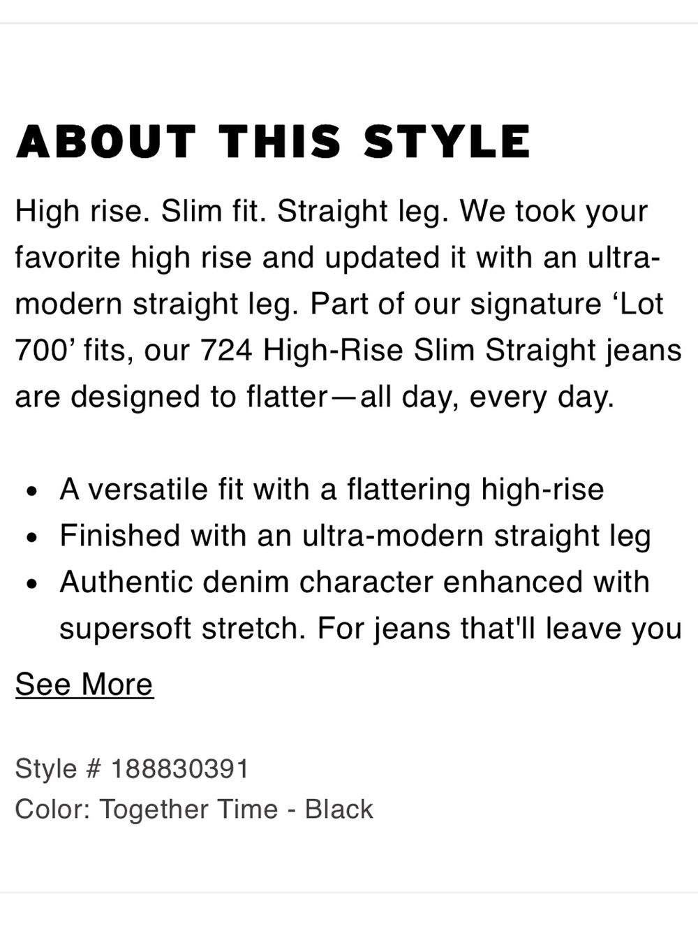 Levi’s 724 High Rise Straight Leg Women’s Black Jeans Size W28 L30 🖤 - Picture 9 of 9